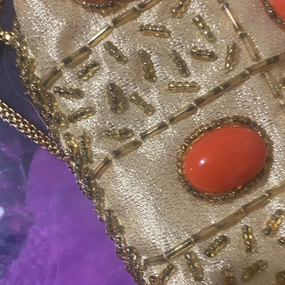 Walborg Gold and Orange Beaded Clutch - Picture 3 of 3
